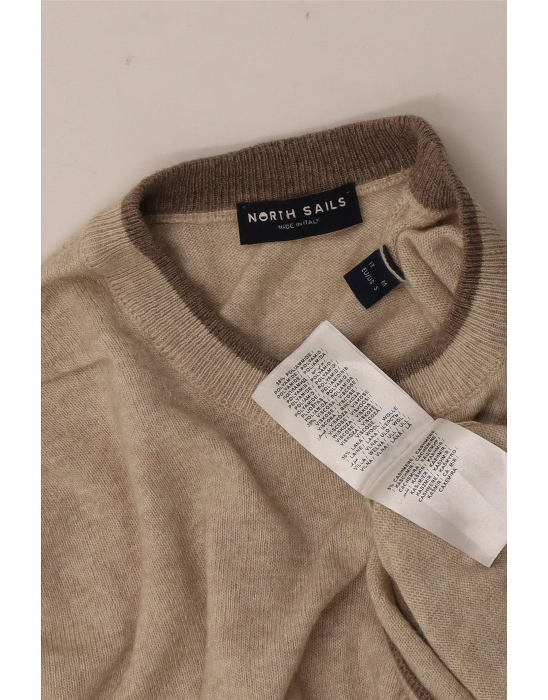 Suéter masculino North Sails com gola redonda e poliamida bege médio