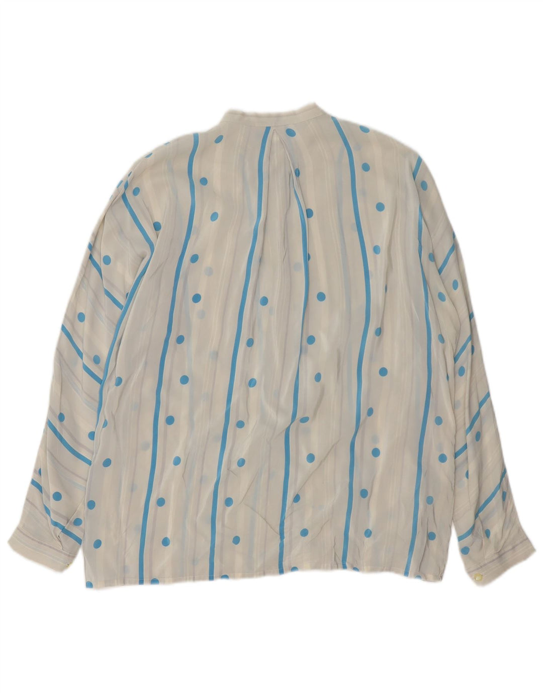 Blusa feminina vintage Reino Unido 16 bolinhas brancas grandes