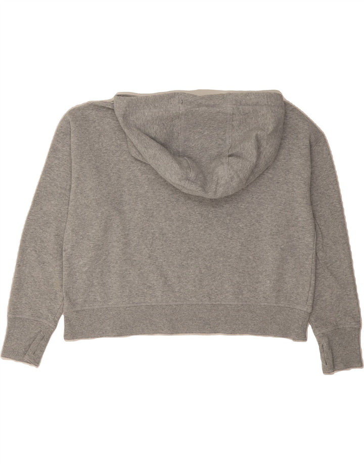 CALVIN KLEIN Womens Graphic Crop Hoodie Jumper UK 14 Medium Grey Cotton Vintage Calvin Klein and Second-Hand Calvin Klein from Messina Hembry 