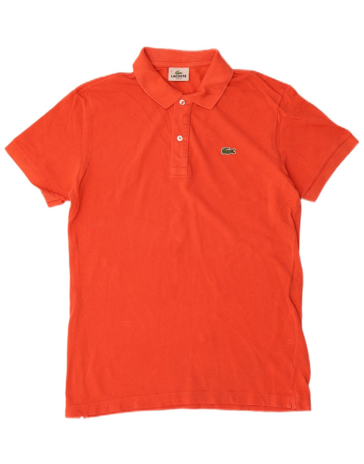 Camisa polo masculina LACOSTE Slim Fit tamanho 4 algodão laranja médio