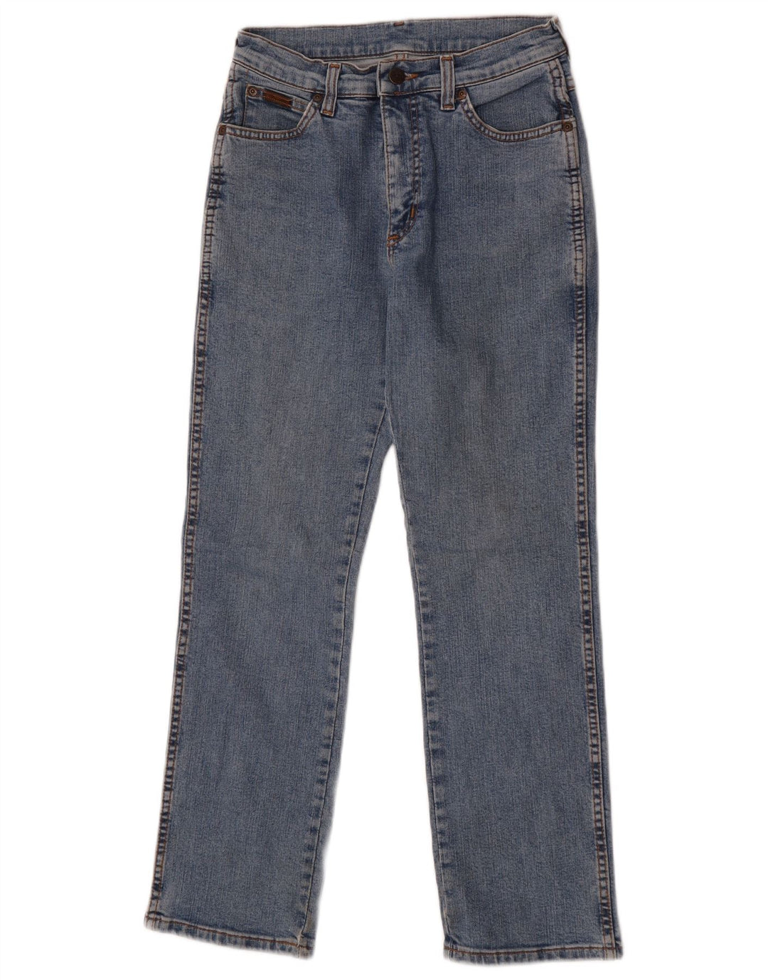 Jeans retos femininos Wrangler US 10 médio W28 L28 algodão azul