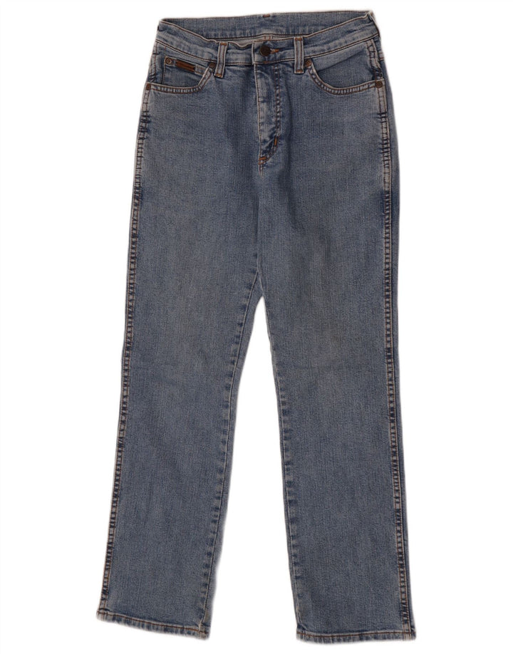 Jeans retos femininos Wrangler US 10 médio W28 L28 algodão azul