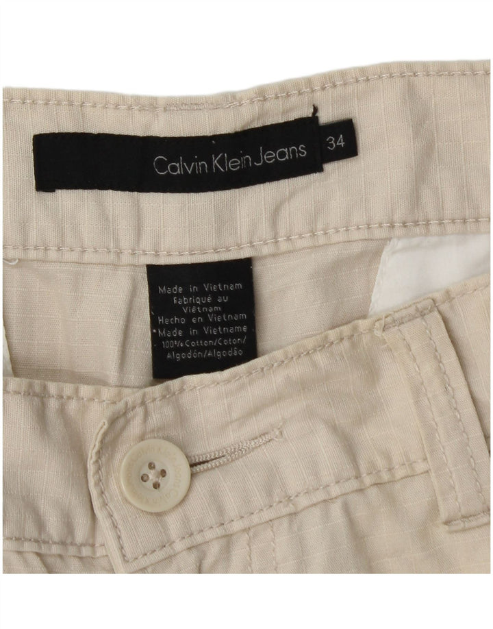 Shorts cargo masculino Calvin Klein W34 grande algodão bege