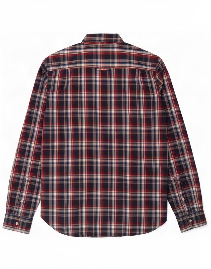 Camisa masculina Superdry de flanela média azul marinho xadrez algodão