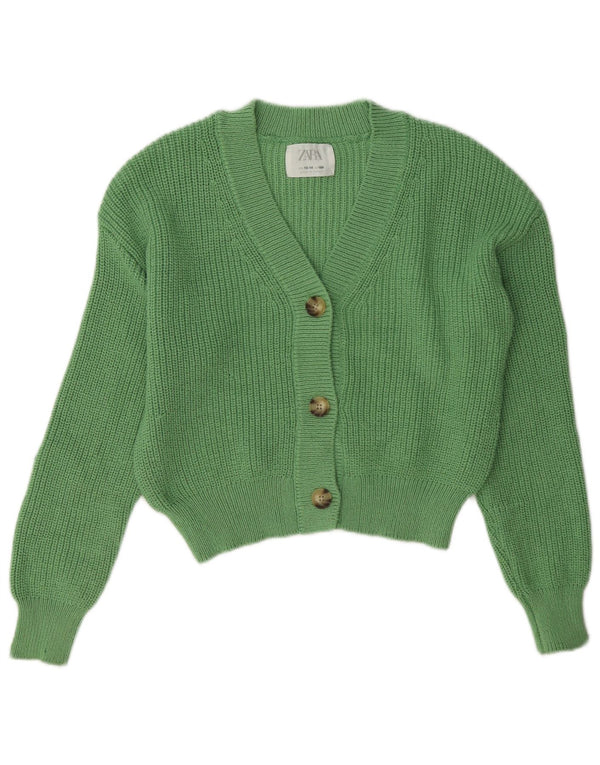 Suéter Zara Girls Crop Cardigan 13-14 anos Verde Poliéster