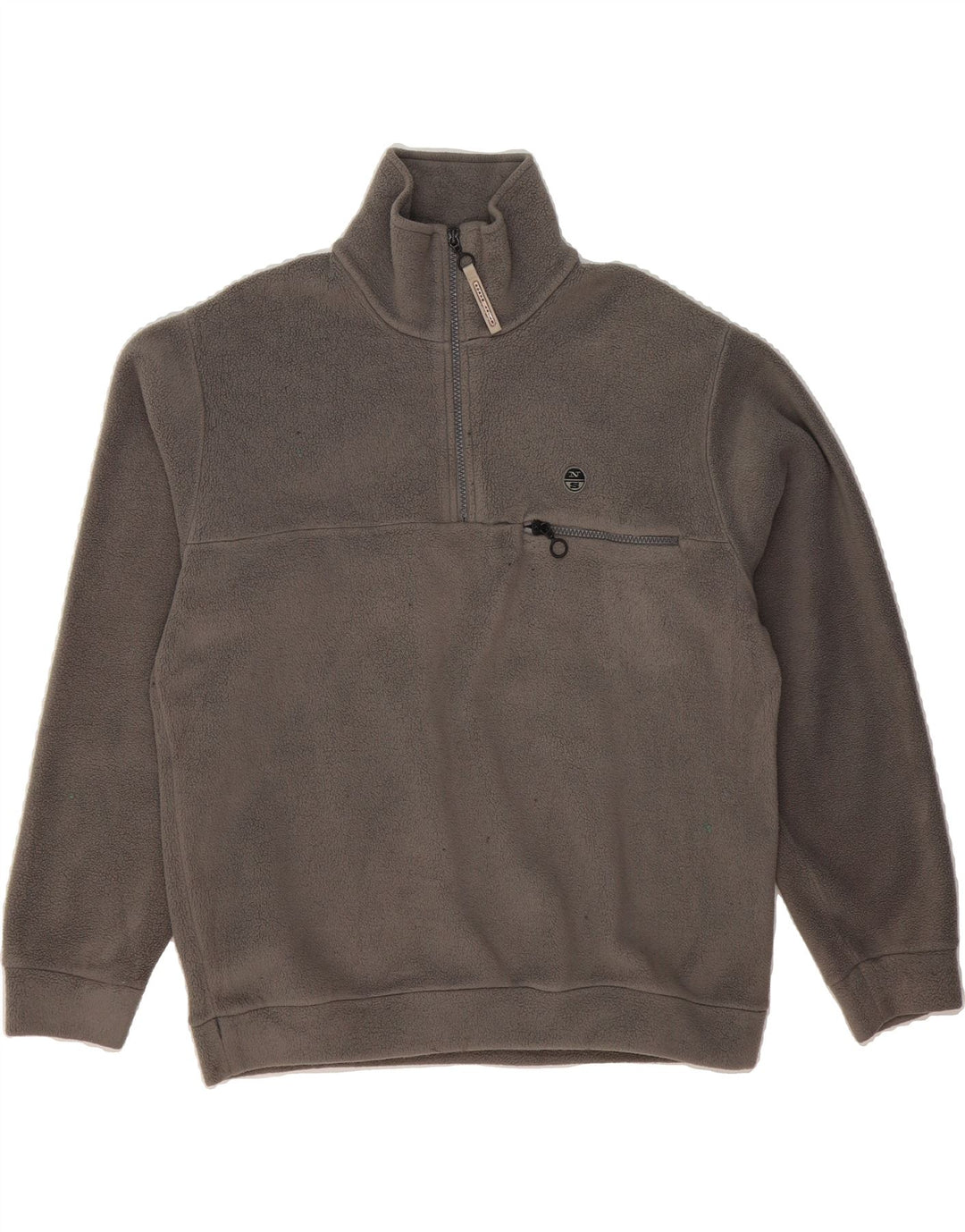 NORTH SAILS Mens Zip Neck Fleece Jumper Medium Grey Polyester Vintage North Sails and Second-Hand North Sails from Messina Hembry 
