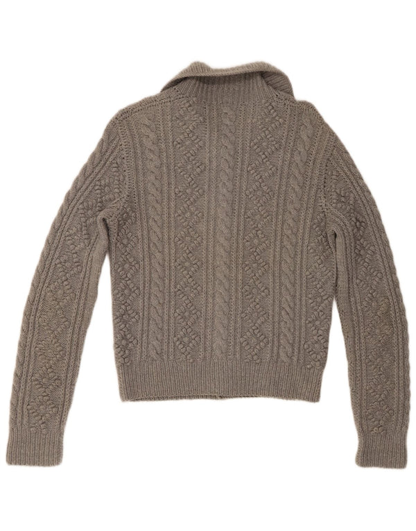 Suéter Cardigan Feminino Vintage UK 12 Cinza Médio