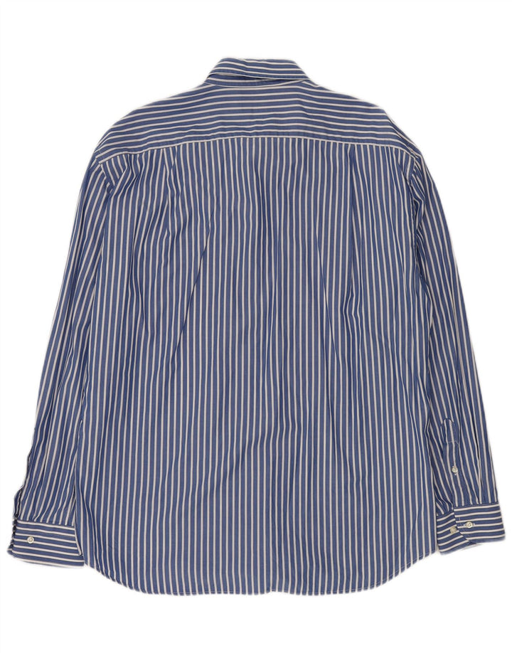 Camisa masculina ROCCOBAROCCO tamanho 43 17 XL algodão listrado azul