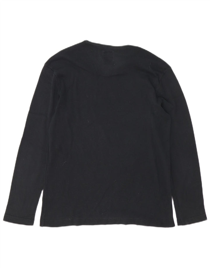Top feminino Levi's manga comprida UK 14 algodão preto médio