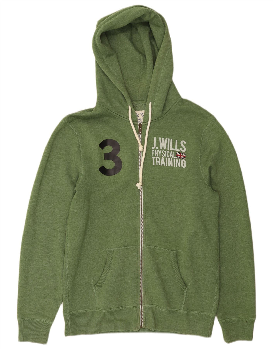 JACK WILLS Suéter masculino com capuz e zíper gráfico grande algodão verde