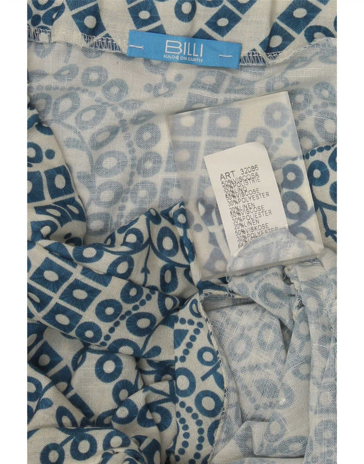 Saia maxi feminina vintage W28 viscose paisley azul médio