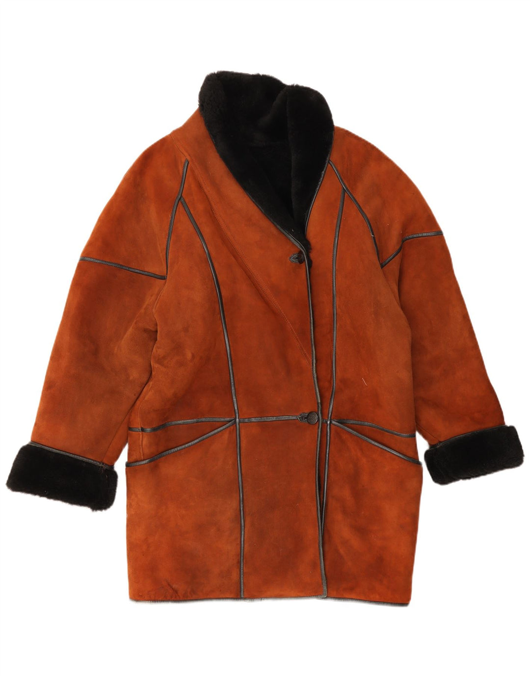 Casaco feminino vintage oversized shearling EU 38 marrom médio