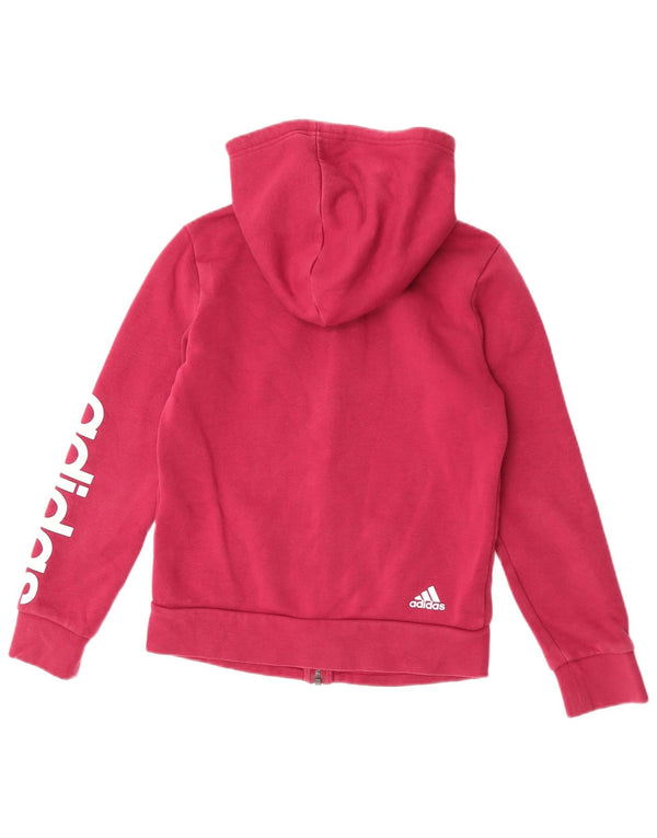 Suéter Adidas feminino com capuz e zíper gráfico UK 8/10 pequeno algodão rosa
