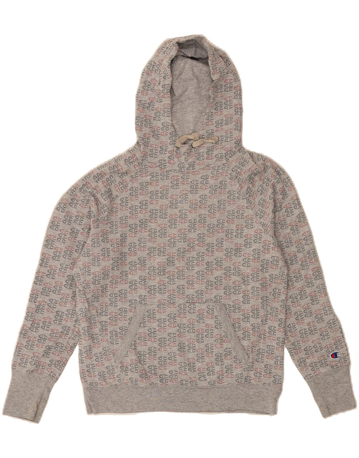 CHAMPION Mens Graphic Hoodie Jumper Small Grey Polyester Vintage Champion and Second-Hand Champion from Messina Hembry 