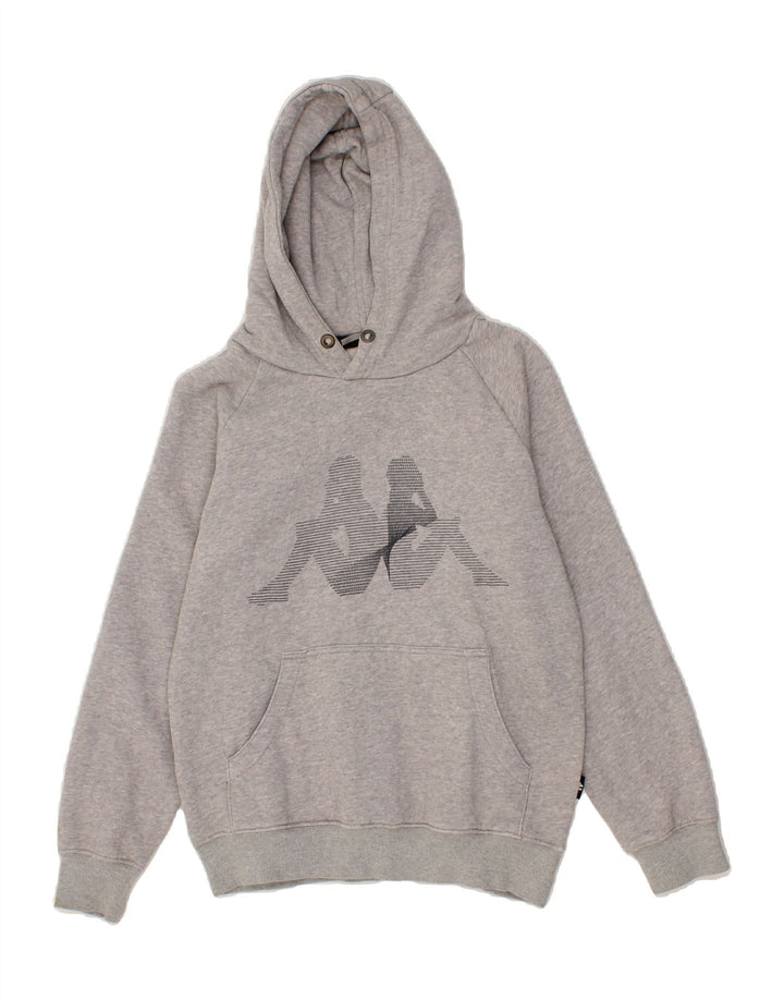 KAPPA Boys Graphic Hoodie Jumper 13-14 Years Grey Cotton Vintage Kappa and Second-Hand Kappa from Messina Hembry 