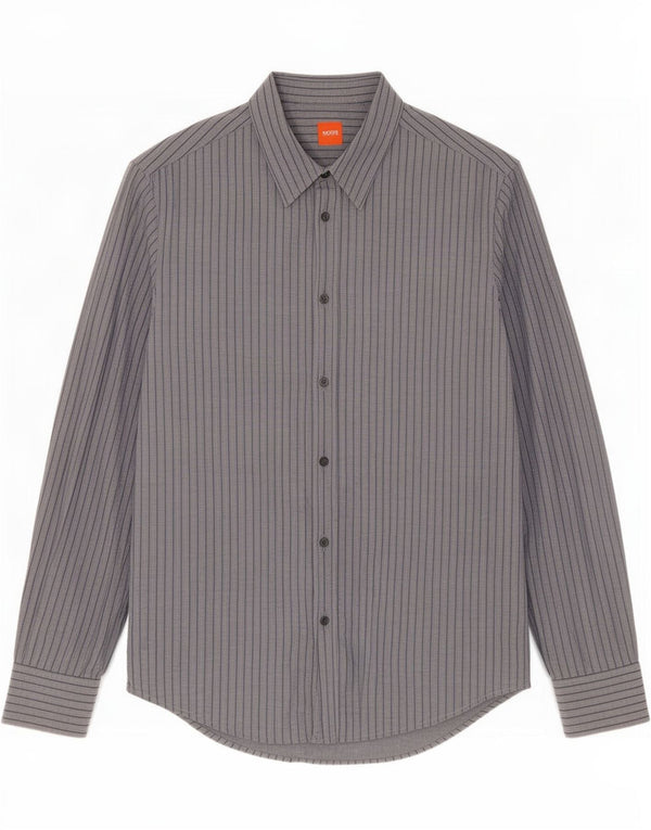 Camisa masculina Hugo Boss XL cinza risca de giz algodão