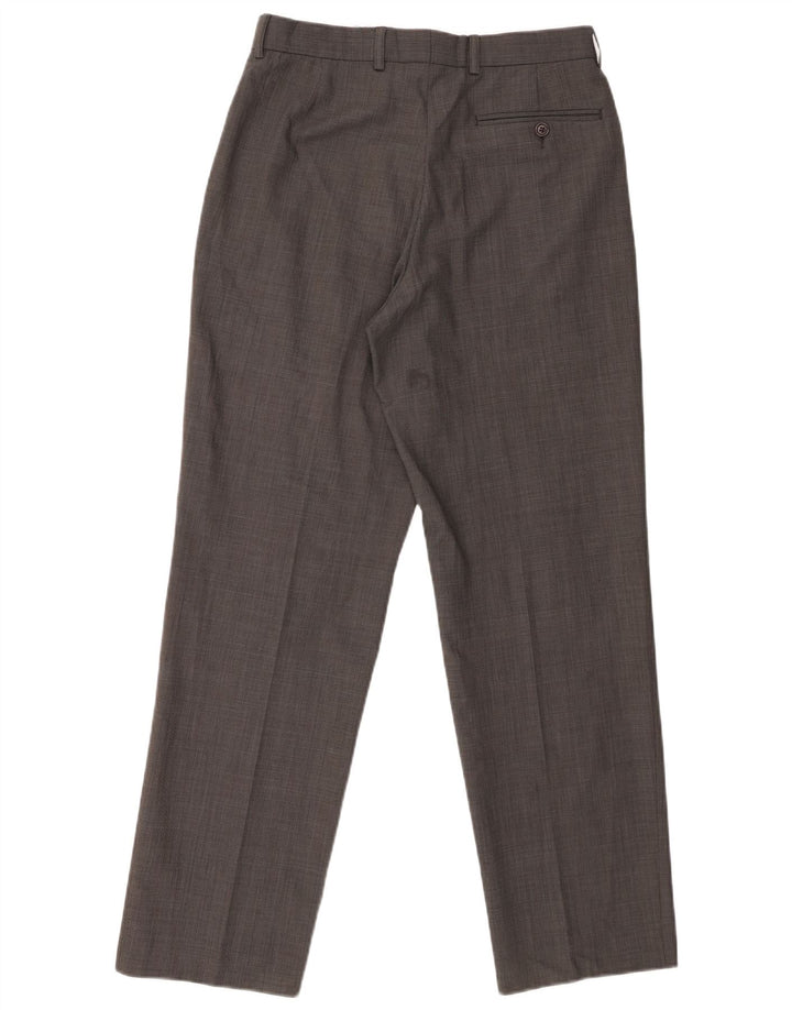 Calça masculina de terno reto Marks & Spencer W30 L31 preta Houndstooth