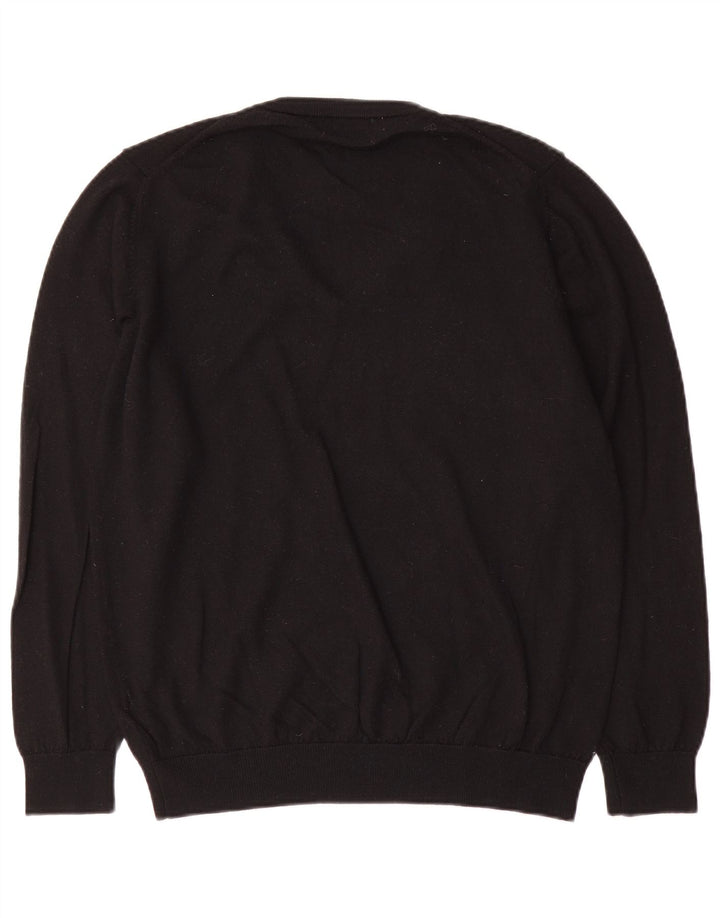 Suéter masculino Marks & Spencer com decote em V, grande lã preta