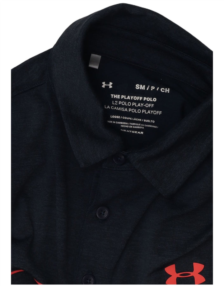 Camisa polo masculina Under Armour pequena listrada azul marinho