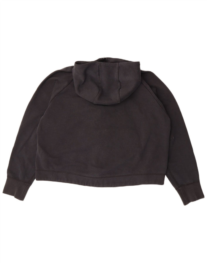 Suéter feminino Nike Crop Zip com capuz UK 16 grande algodão preto