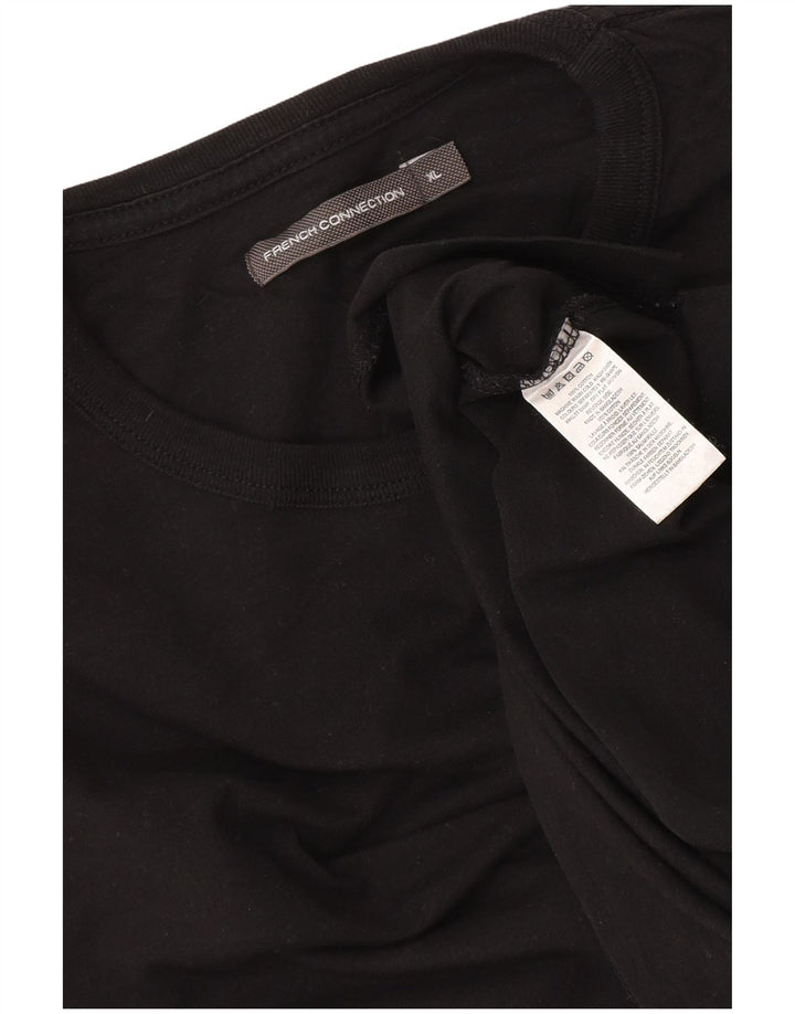 French Connection Mens Top Manga Longa XL Algodão Preto