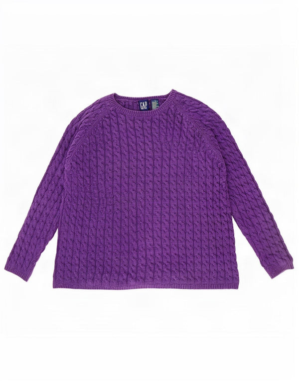 Suéter feminino grande com gola canoa Gap Reino Unido 10 algodão roxo pequeno