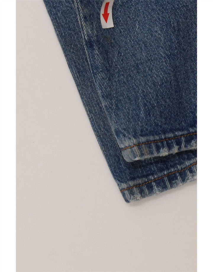 Calça Jeans Levis Feminina 501 Distressed Straight W28 L32 Azul Algodão