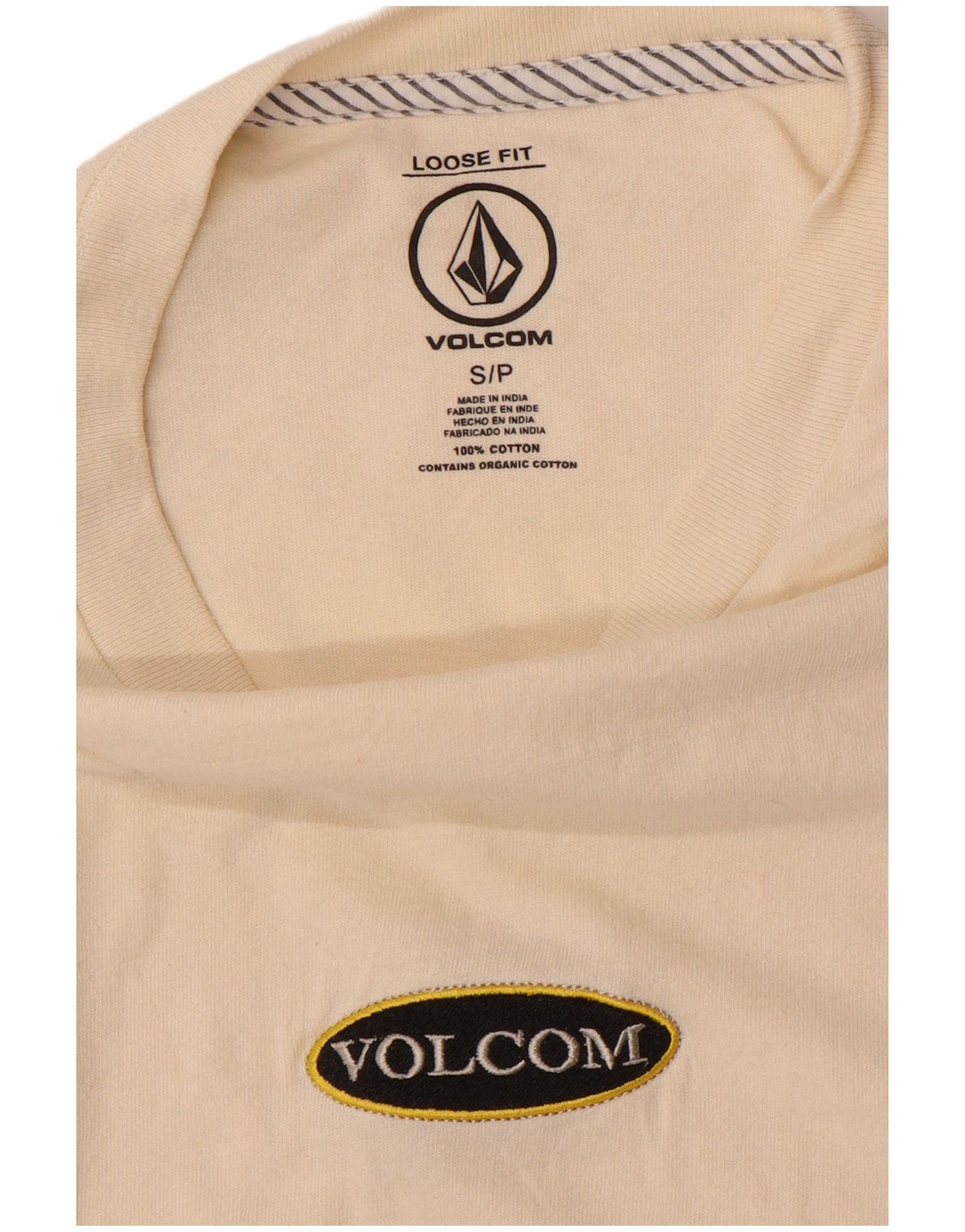 Camiseta masculina folgada VOLCOM, top pequeno de algodão branco