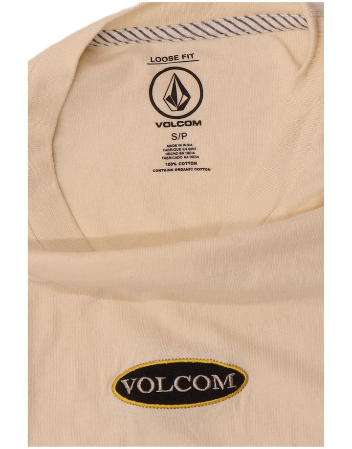Camiseta masculina folgada VOLCOM, top pequeno de algodão branco