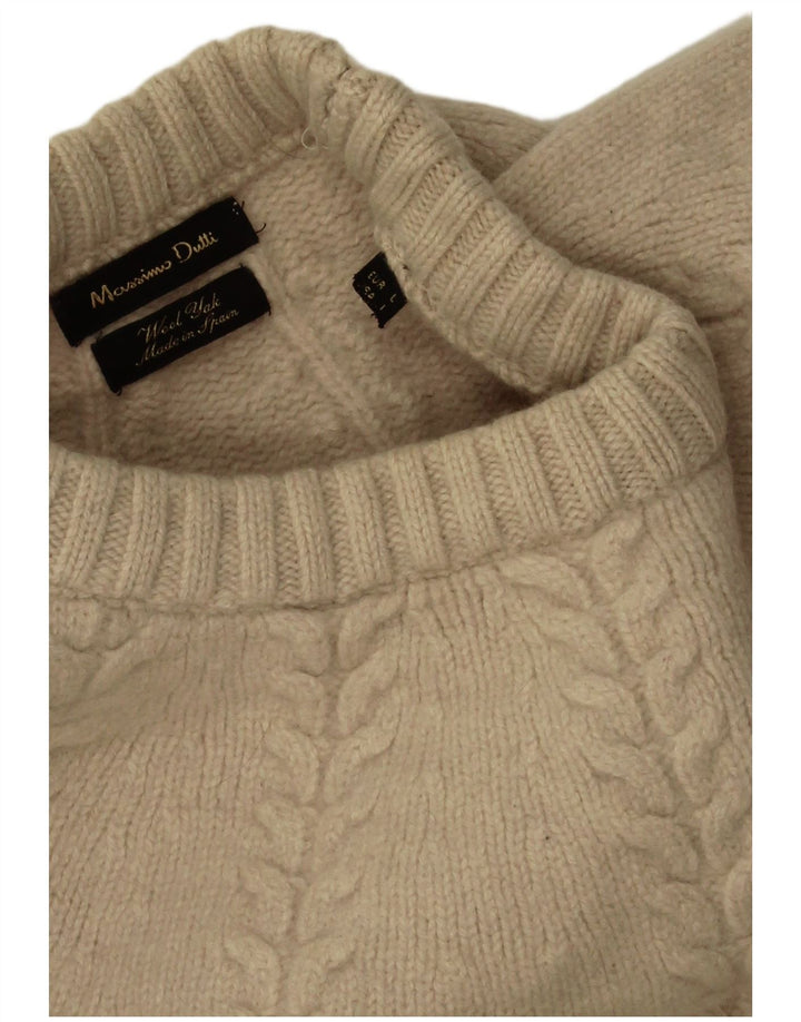 Suéter masculino Massimo Dutti com gola redonda, lã bege grande