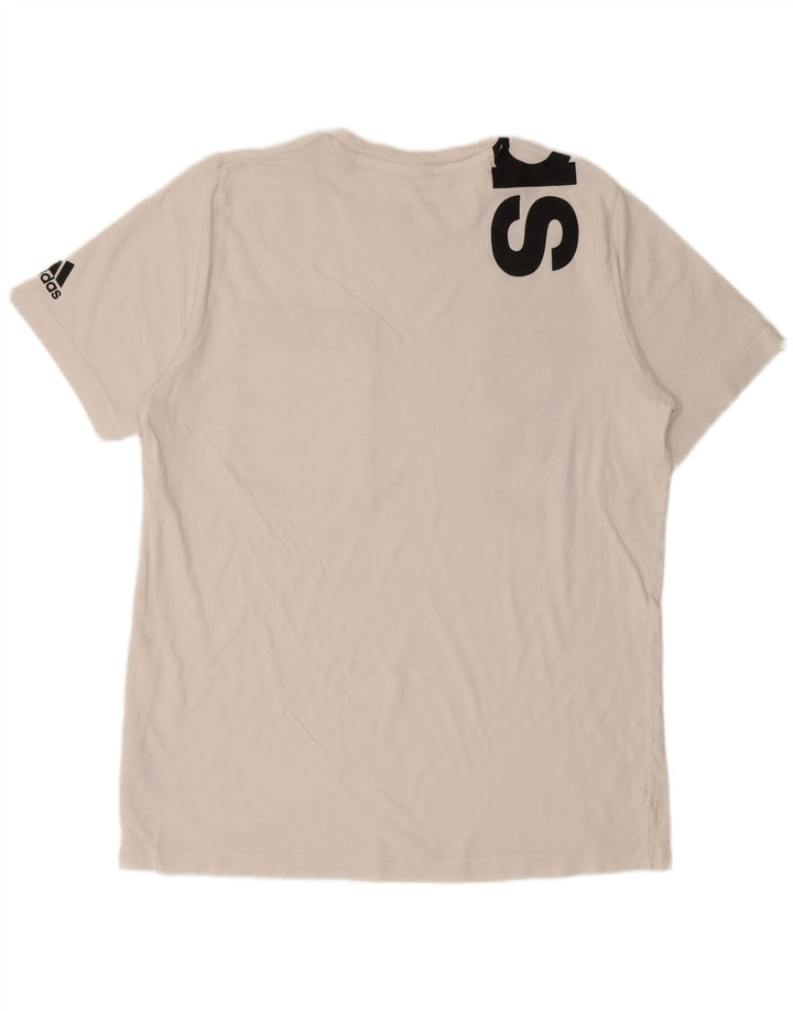 ADIDAS Mens Graphic T-Shirt Top Grande Algodão Branco