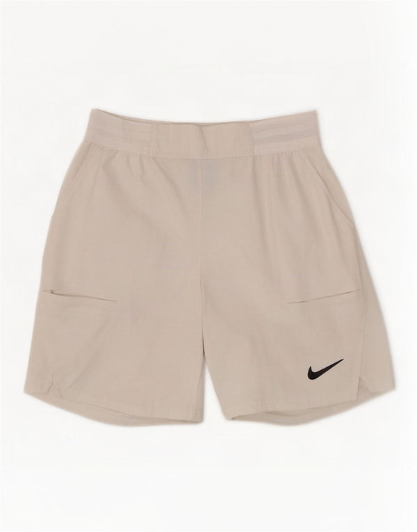 Nike Womens Dri Fit Standard Sport Shorts UK 6 XS White Polyester