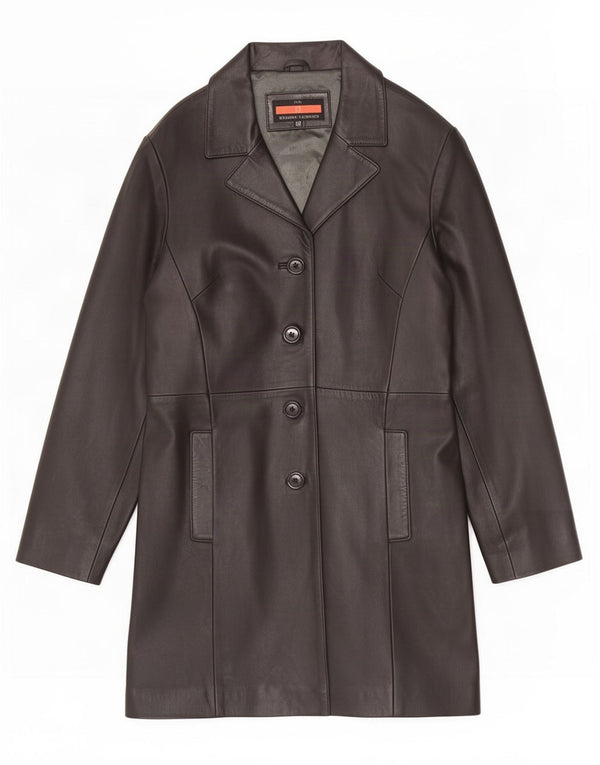 Casaco de couro feminino vintage UK 16 grande preto