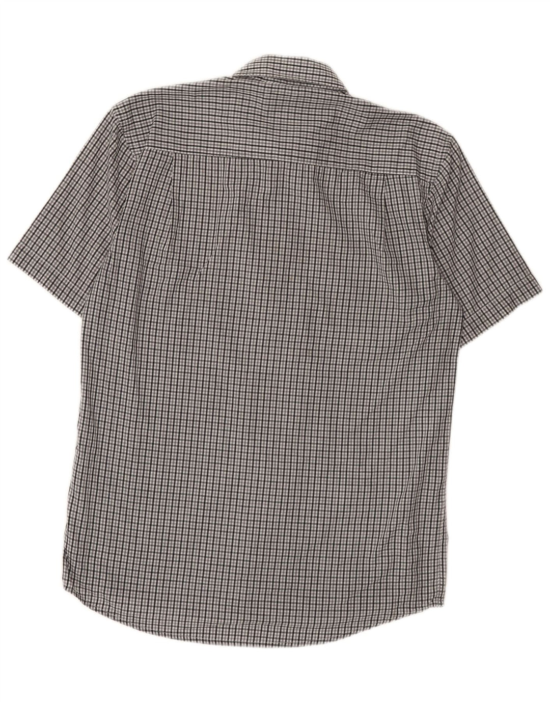 Pierre Cardin Camisa masculina de manga curta regular fit pequena cinza guingão