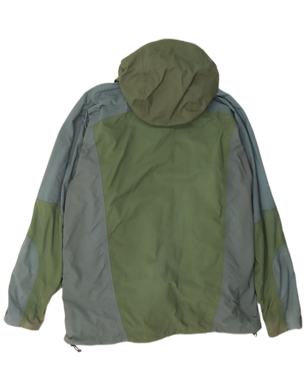 Jaqueta de chuva masculina Berghaus com capuz Reino Unido 40 grande bloco colorido verde nylon
