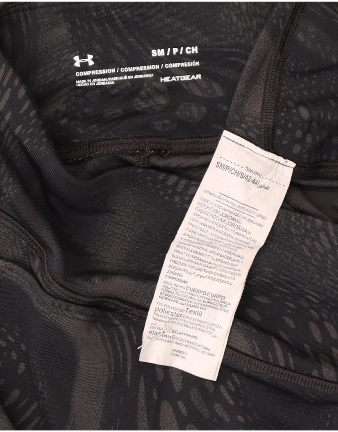 Under Armour Womens Compression Capri Leggings Reino Unido 10 Pequeno Preto Geométrico
