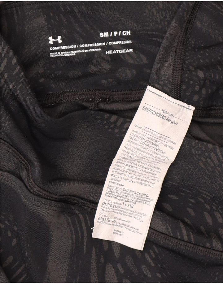 Under Armour Womens Compression Capri Leggings Reino Unido 10 Pequeno Preto Geométrico