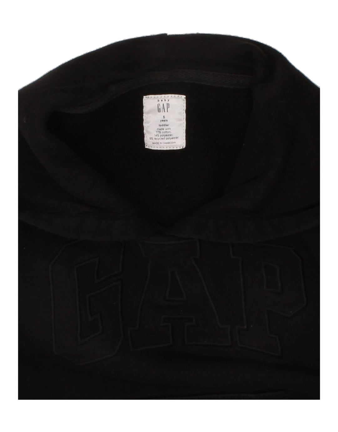 GAP Boys Graphic Hoodie Jumper 4-5 Years Black Cotton Vintage Gap and Second-Hand Gap from Messina Hembry 