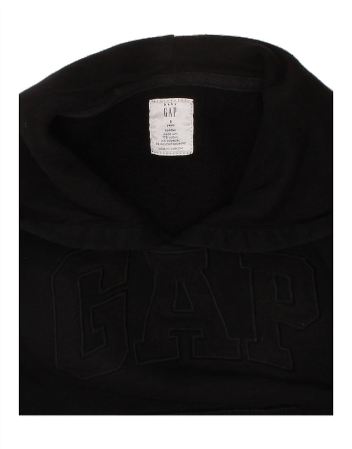 GAP Boys Graphic Hoodie Jumper 4-5 Years Black Cotton Vintage Gap and Second-Hand Gap from Messina Hembry 
