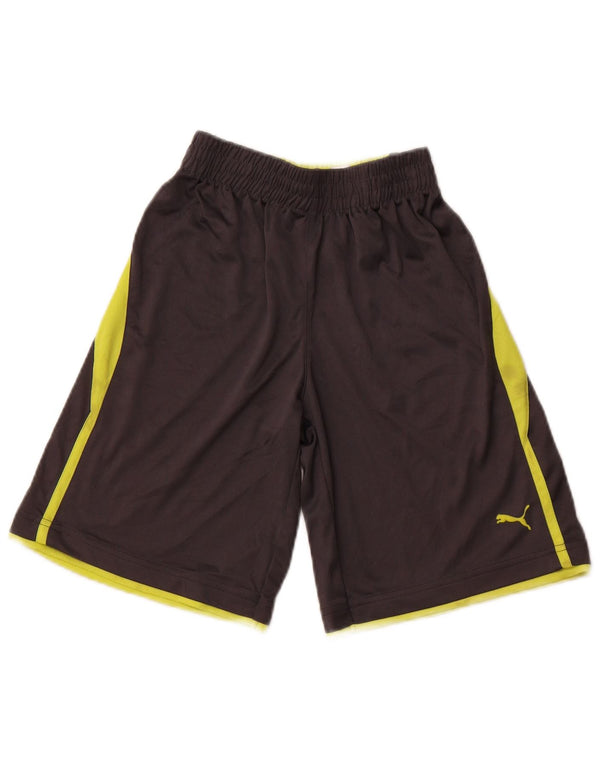 Shorts esportivos PUMA para meninos 7-8 anos pequeno cinza colorblock poliéster