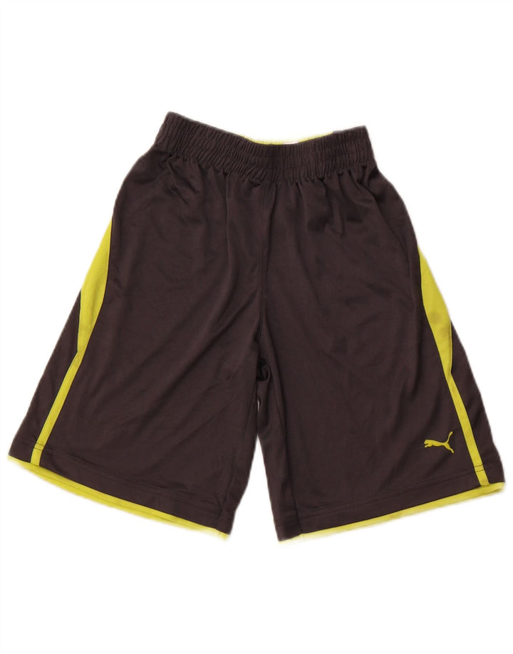Shorts esportivos PUMA para meninos 7-8 anos pequeno cinza colorblock poliéster