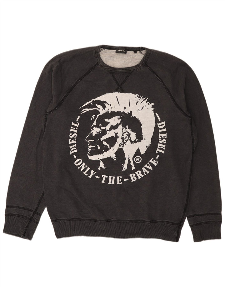 DIESEL moletom gráfico masculino jumper grande algodão cinza