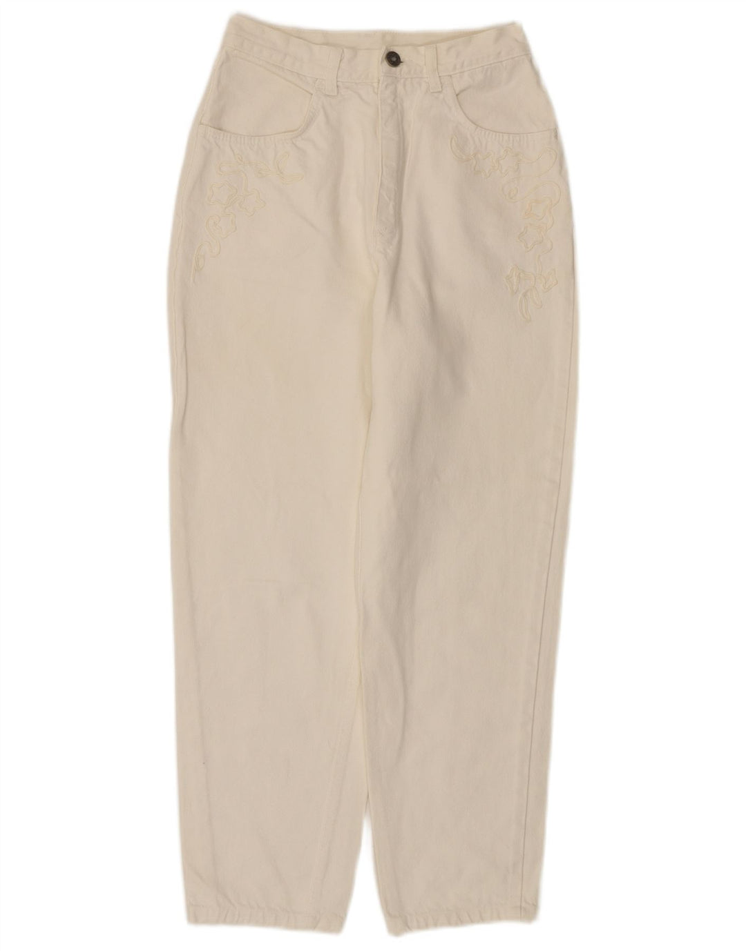 STEFANEL Jeans feminino de cintura alta IT 44 médio W24 L27 algodão branco