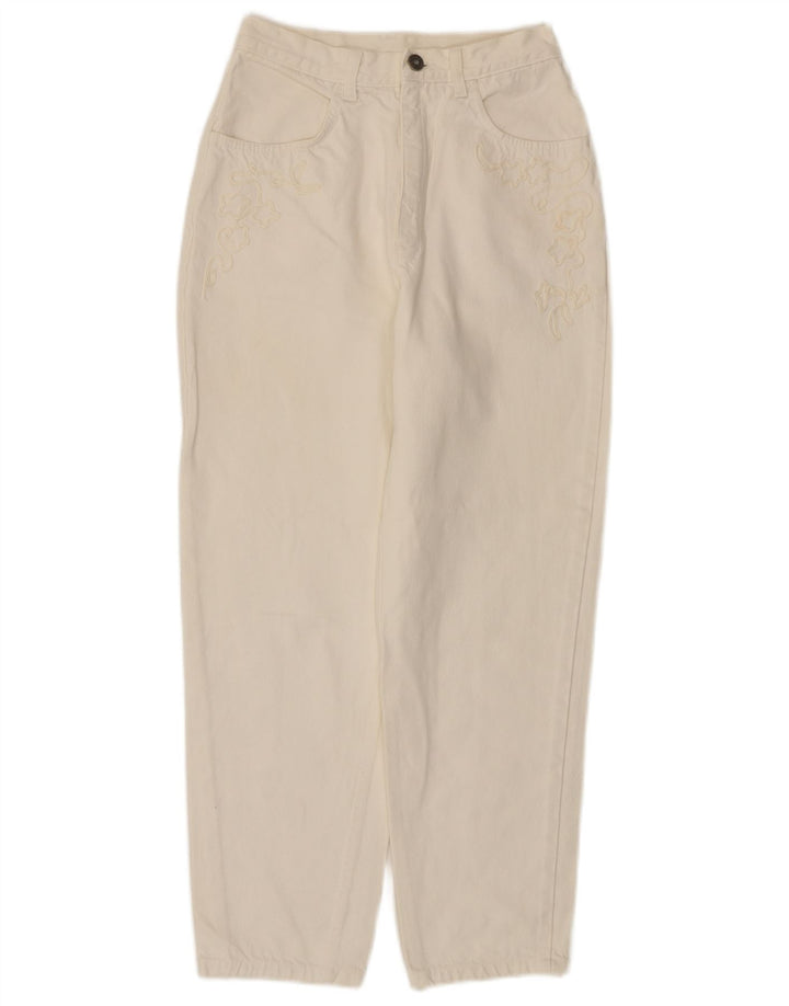 STEFANEL Jeans feminino de cintura alta IT 44 médio W24 L27 algodão branco