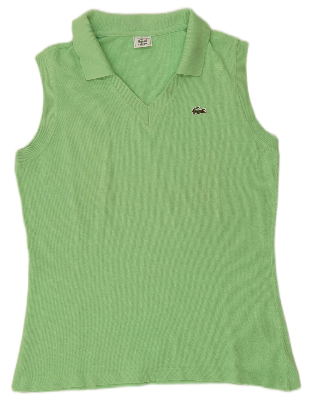 Lacoste camisa polo feminina sem mangas tamanho 42 grande algodão verde