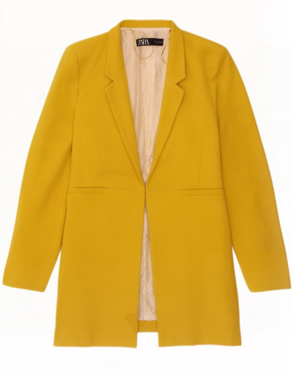 Jaqueta Zara Longline Blazer Feminina Reino Unido 18 XL Amarelo Poliéster