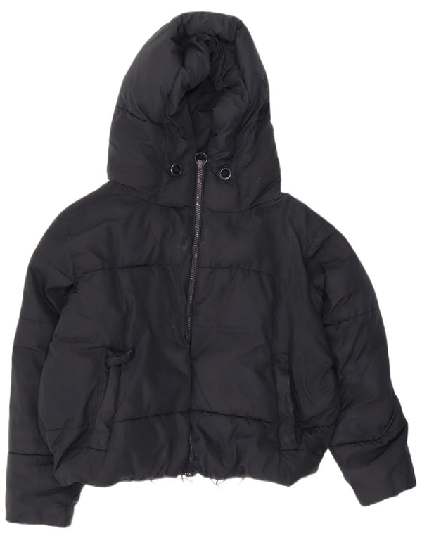 Jaqueta acolchoada com capuz e capuz feminino Zara UK 10 pequena azul marinho