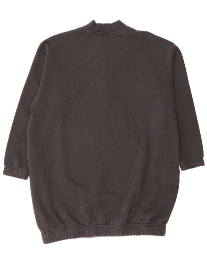 ADIDAS Womens Oversized Zip Neck Sweatshirt Jumper Vestido Reino Unido 24/26 2XL Cinza