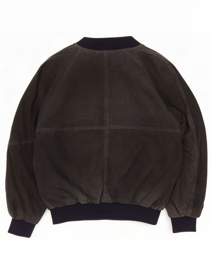 Jaqueta bomber masculina Maren em camurça IT 48 couro azul marinho médio