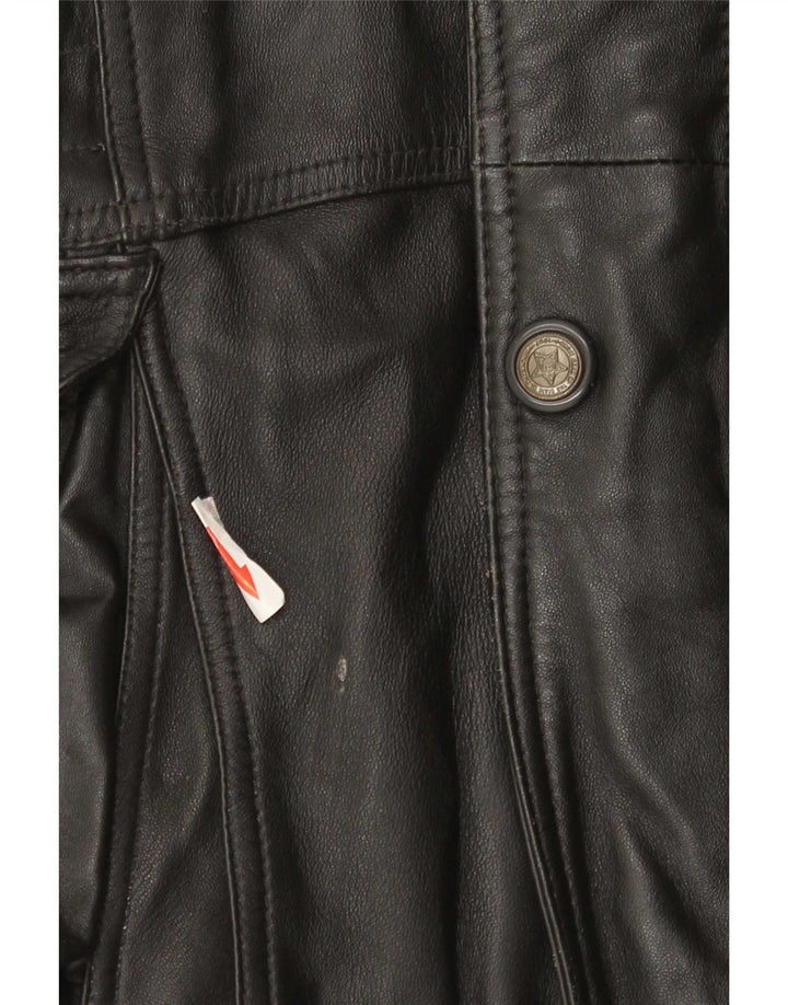 Casaco de couro masculino Shelter Bay Reino Unido 42 XL preto